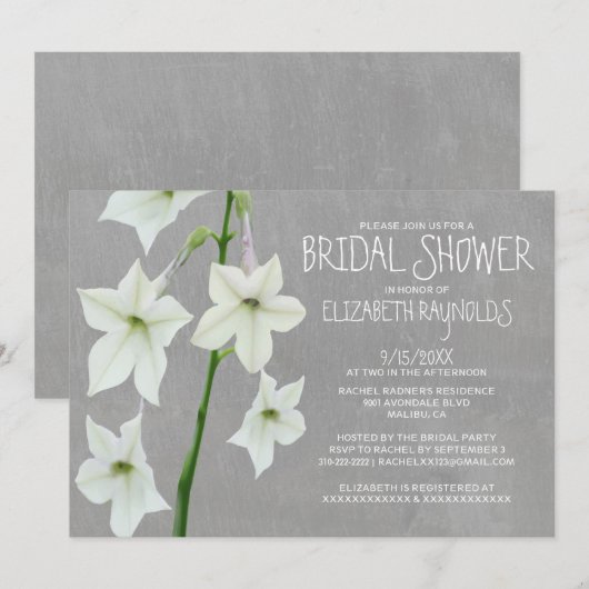 Jasmine Bridal Shower-uitnodigingen Kaart (Voorkant / Achterkant)