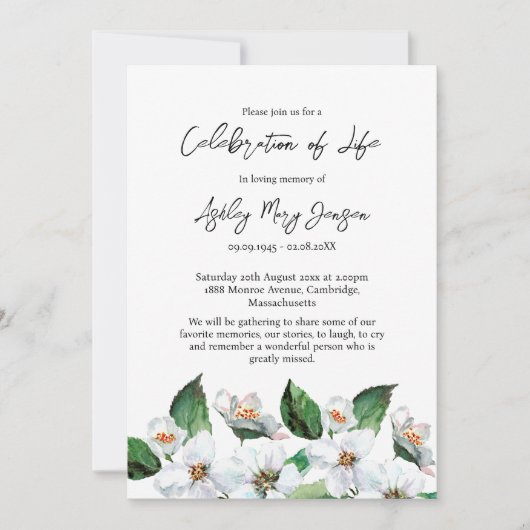 Jasmine Celebration of Life Funeral Kaart (Voorkant)