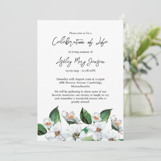 Jasmine Celebration of Life Funeral Kaart (Staand voorkant)