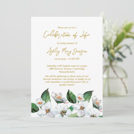 Jasmine Celebration of Life Funeral Kaart (Staand voorkant)