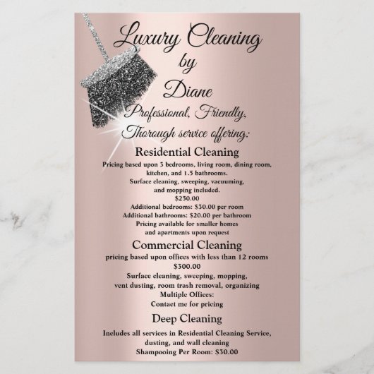 Jasmine Cleaning Service House Keeping Roos Silver Flyer (Voorkant)