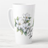 Jasmine "Dank je!" Bewerkbare slogan en naam Latte Mok (Linkerhoek)