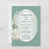 Jasmine Floral Green Geometric Engagement Party Kaart (Voorkant)