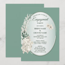 Jasmine Floral Green Geometric Engagement Party