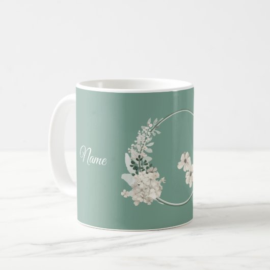 Jasmine Floral Green Geometric Wedding Party Koffiemok (Voorkant links)
