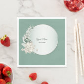Jasmine Floral Green Geometric Wedding Party Servet (Insitu)