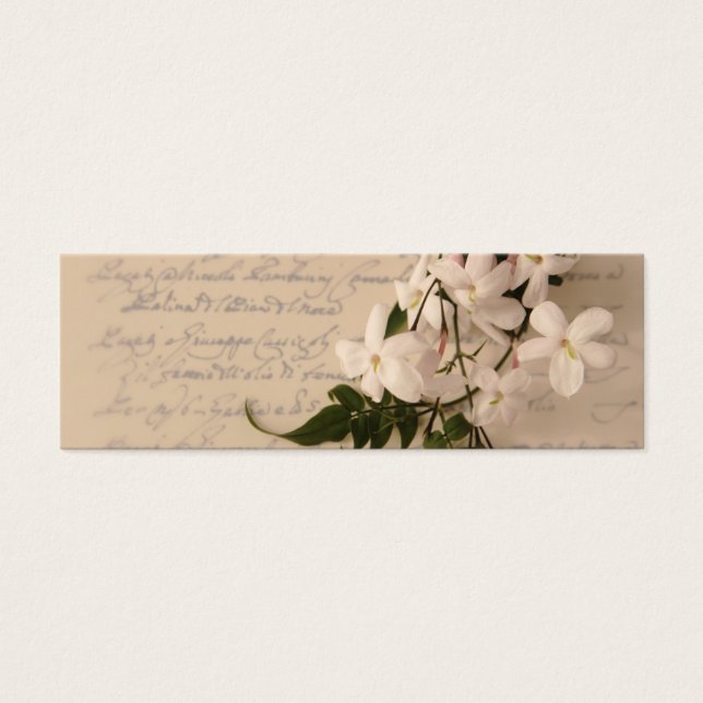 Jasmine Flowers op oud script handschrift bladwijz Mini Visitekaartjes (Voorkant)