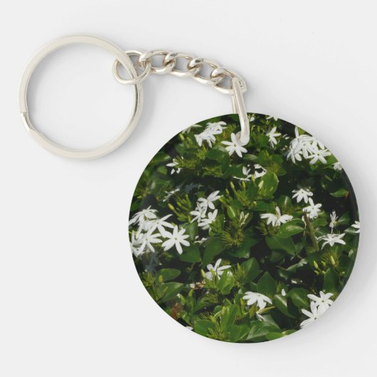 Jasmine Flowers Tropical Floral Botanical Sleutelhanger (Voorkant)