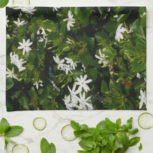 Jasmine Flowers Tropical Floral Botanical Theedoek (Gevouwen)