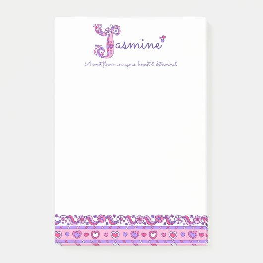 Jasmine gepersonaliseerde J naam betekent post het Post-it® Notes (Voorkant)