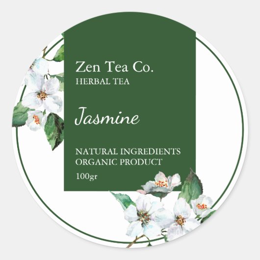 Jasmine Herbal Tea Business Label (Voorkant)