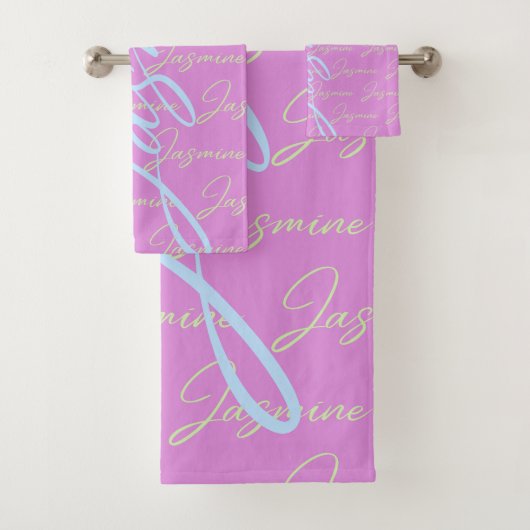 Jasmine Herhalende Naam Patroon Bad Handdoek (Insitu)