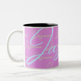 Jasmine Herhalende Naam Patroon Tweekleurige Koffiemok