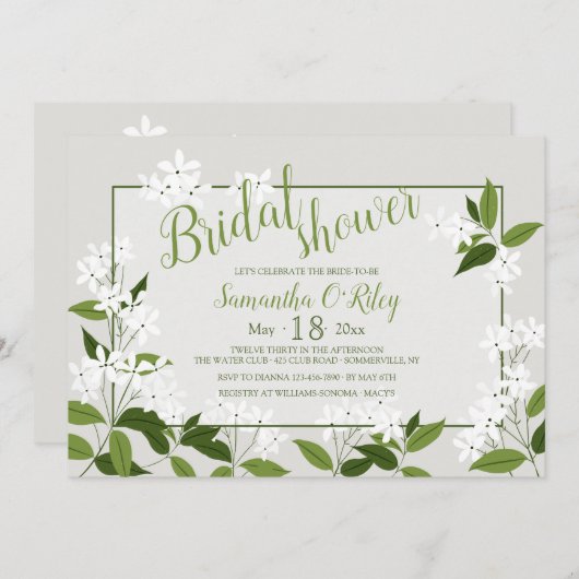 Jasmine Horizontale Uitnodiging (Voorkant / Achterkant)