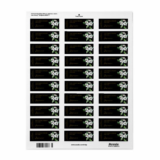 Jasmine kaarsetiket etiket (Full Sheet)