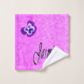 Jasmine, meisjesnaam met Paarse pansieën, Bad Handdoek (Wasdoekje)