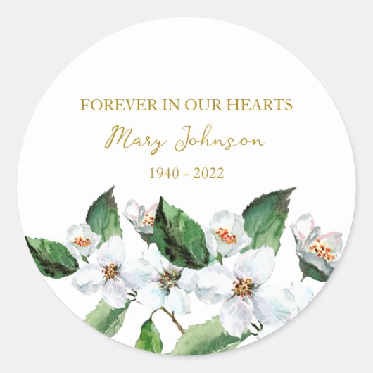 Jasmine Memorial Funeral Classic Ronde Sticker (Voorkant)