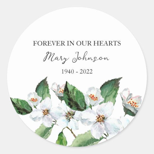 Jasmine Memorial Funeral Classic Round Sticker (Voorkant)