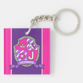 Jasmine-naam: letter J unicorn crest custom Sleutelhanger (Achterkant)