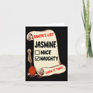 Jasmine Naam - Santa Naughty Leuke Lijst Grappige Kaart