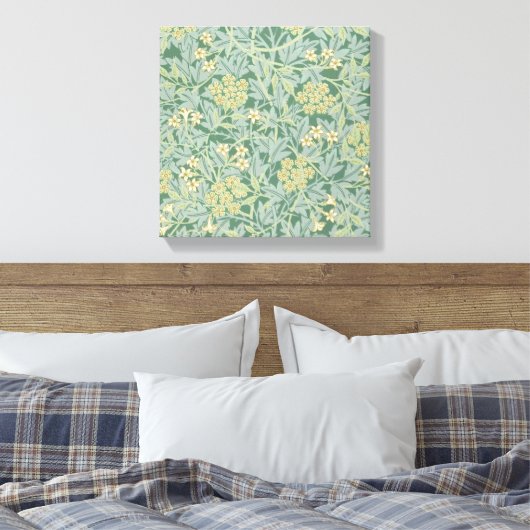 Jasmine (van William Morris) Canvas Afdruk (Insitu (Slaapkamer))