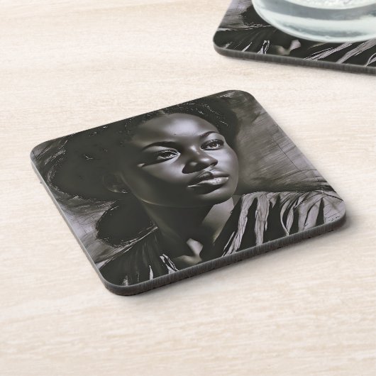 "Jasmine" vrouwen in houtskool Bier Onderzetter (Linkerzijde)