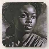 "Jasmine" vrouwen in houtskool Bier Onderzetter (Voorkant)