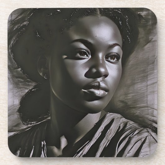 "Jasmine" vrouwen in houtskool Bier Onderzetter (Voorkant)