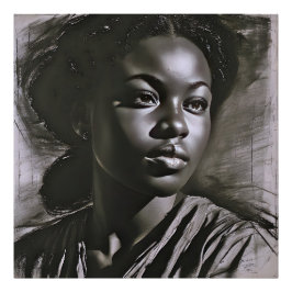 "Jasmine" vrouwen in houtskool Foto Afdruk