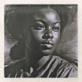 "Jasmine" vrouwen in houtskool Glazen Onderzetter