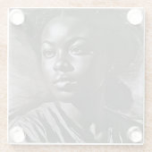 "Jasmine" vrouwen in houtskool Glazen Onderzetter (Achterkant)