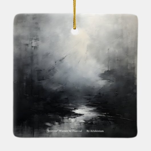 "Jasmine" vrouwen in houtskool Keramisch Ornament (Achterkant)