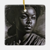 "Jasmine" vrouwen in houtskool Keramisch Ornament (Voorkant)
