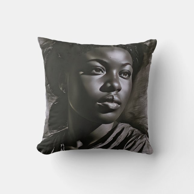 "Jasmine" vrouwen in houtskool Kussen (Voorkant)