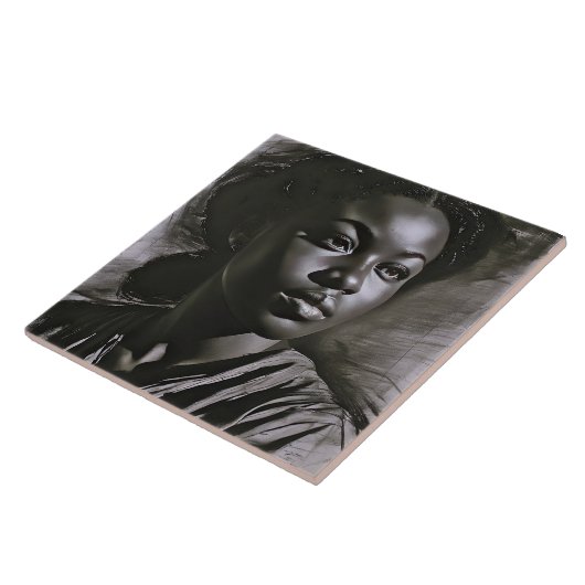 "Jasmine" vrouwen in houtskool Tegeltje (Zijkant)