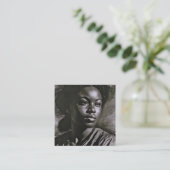 "Jasmine" vrouwen in houtskool Vierkante Visitekaartje (Staand voorkant)