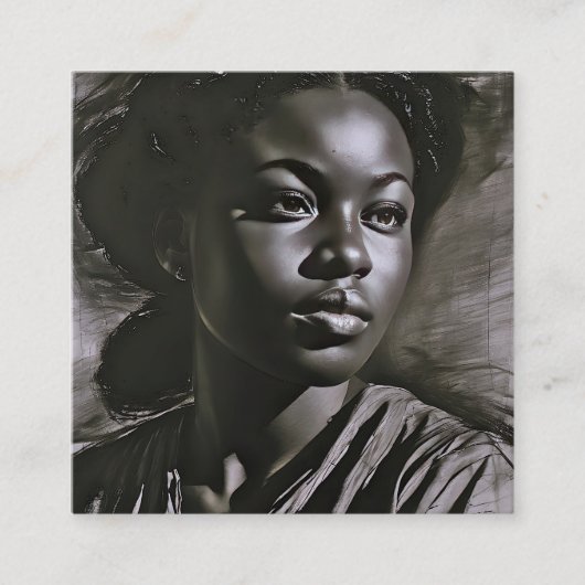 "Jasmine" vrouwen in houtskool Vierkante Visitekaartje (Voorkant)