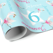 Jasmine waterverf balletzwaan 6th birthday wrap cadeaupapier (Rol Hoek)