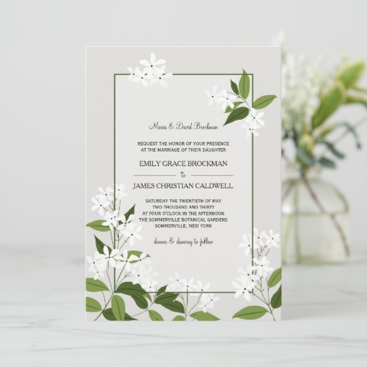 Jasmine Wedding Uitnodiging (Staand voorkant)