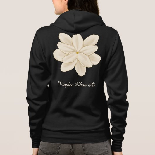 Jasmine White Flower Name Front and Back Hoodie (Achterkant)