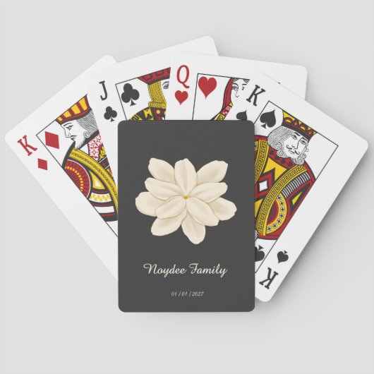 Jasmine Witte Bloem Elegante Naam Pokerkaarten (Achterkant)