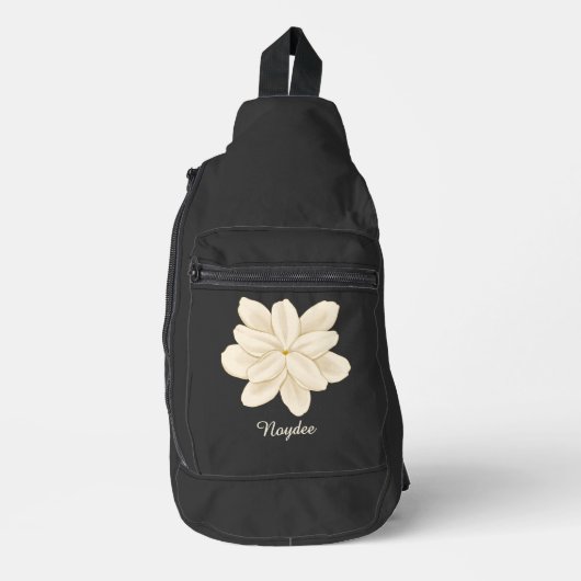Jasmine Witte Bloem Elegante Naam Sling Bag (Voorkant)
