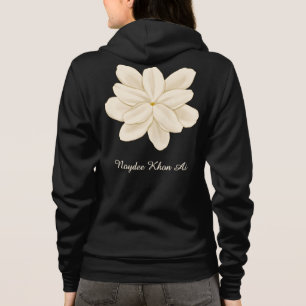 Jasmine Witte Bloem Naam Voor- en Achterkant Hoodie