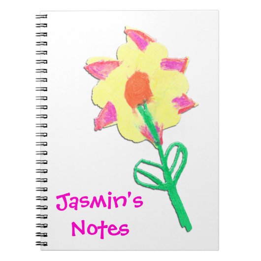 Jasmin's bloemkunst door kinderen Gepersonaliseerd Notitieboek (Voorkant)