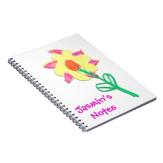 Jasmin's Flower Art van Kids Personalized Custom Notitieboek (Rechterzijde)