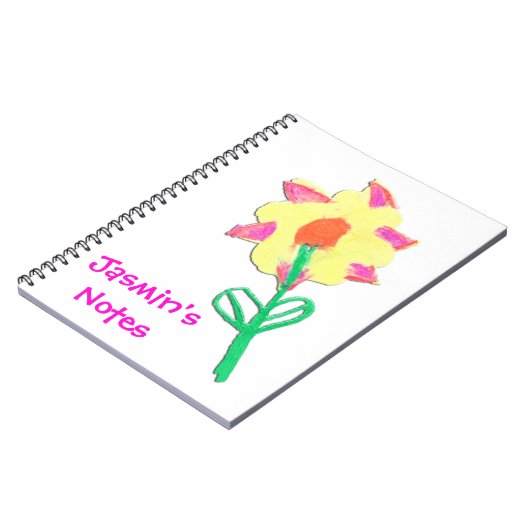 Jasmin's Flower Art van Kids Personalized Custom Notitieboek (Linkerzijde)