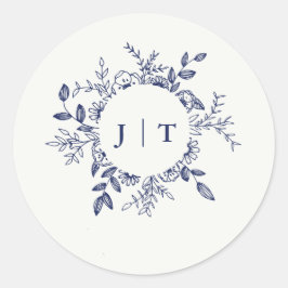 Jasminum Sambac met Navy Blue Wedding Ronde Sticker
