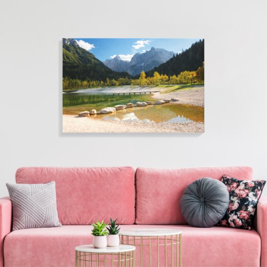 Jasna-meer in de Sloveense Alpen in herfst Canvas Afdruk (Insitu (Woonkamer))