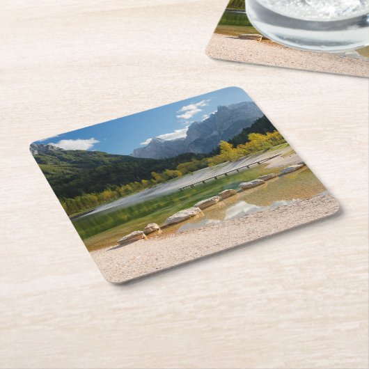 Jasna-meer in de Sloveense Alpen in herfst Kartonnen Onderzetters (Schuin)