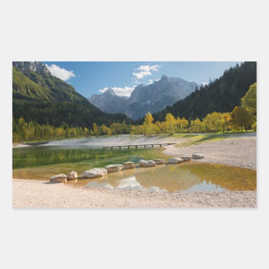 Jasna-meer in de Sloveense Alpen in herfst Rechthoekige Sticker (Voorkant)